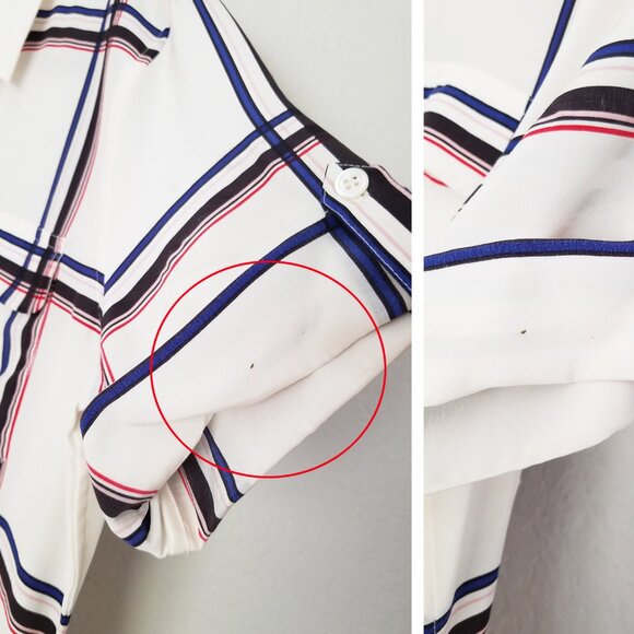 Equipment Femme 100% Silk Short Sleeve Silk Engineered Large Marais Plaid Shirt - Picture 16 of 16